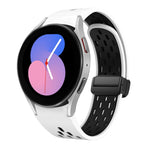 Two Color Magnetic Folding Black Buckle Silicone Watch Band, For Samsung Galaxy Watch 7 40 / 44mm, For Samsung Galaxy Watch 5 40 / 44mm, For Samsung Galaxy Watch 4 40 / 44mm, For Samsung Galaxy Watch 4 Classic 42 / 46mm