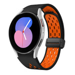 Two Color Magnetic Folding Black Buckle Silicone Watch Band, For Samsung Galaxy Watch 7 40 / 44mm, For Samsung Galaxy Watch 5 40 / 44mm, For Samsung Galaxy Watch 4 40 / 44mm, For Samsung Galaxy Watch 4 Classic 42 / 46mm