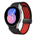 Two Color Magnetic Folding Black Buckle Silicone Watch Band, For Samsung Galaxy Watch 7 40 / 44mm, For Samsung Galaxy Watch 5 40 / 44mm, For Samsung Galaxy Watch 4 40 / 44mm, For Samsung Galaxy Watch 4 Classic 42 / 46mm