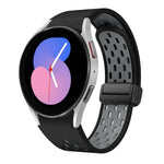 Two Color Magnetic Folding Black Buckle Silicone Watch Band, For Samsung Galaxy Watch 7 40 / 44mm, For Samsung Galaxy Watch 5 40 / 44mm, For Samsung Galaxy Watch 4 40 / 44mm, For Samsung Galaxy Watch 4 Classic 42 / 46mm