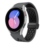 Two Color Magnetic Folding Black Buckle Silicone Watch Band, For Samsung Galaxy Watch 7 40 / 44mm, For Samsung Galaxy Watch 5 40 / 44mm, For Samsung Galaxy Watch 4 40 / 44mm, For Samsung Galaxy Watch 4 Classic 42 / 46mm