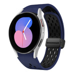 Two Color Magnetic Folding Black Buckle Silicone Watch Band, For Samsung Galaxy Watch 7 40 / 44mm, For Samsung Galaxy Watch 5 40 / 44mm, For Samsung Galaxy Watch 4 40 / 44mm, For Samsung Galaxy Watch 4 Classic 42 / 46mm