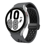 Two Color Magnetic Folding Black Buckle Silicone Watch Band, For Samsung Galaxy Watch 7 40 / 44mm, For Samsung Galaxy Watch 5 40 / 44mm, For Samsung Galaxy Watch 4 40 / 44mm, For Samsung Galaxy Watch 4 Classic 42 / 46mm