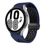 Two Color Magnetic Folding Black Buckle Silicone Watch Band, For Samsung Galaxy Watch 7 40 / 44mm, For Samsung Galaxy Watch 5 40 / 44mm, For Samsung Galaxy Watch 4 40 / 44mm, For Samsung Galaxy Watch 4 Classic 42 / 46mm