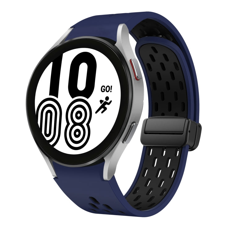 Two Color Magnetic Folding Black Buckle Silicone Watch Band, For Samsung Galaxy Watch 7 40 / 44mm, For Samsung Galaxy Watch 5 40 / 44mm, For Samsung Galaxy Watch 4 40 / 44mm, For Samsung Galaxy Watch 4 Classic 42 / 46mm