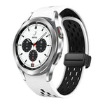 Two Color Magnetic Folding Black Buckle Silicone Watch Band, For Samsung Galaxy Watch 7 40 / 44mm, For Samsung Galaxy Watch 5 40 / 44mm, For Samsung Galaxy Watch 4 40 / 44mm, For Samsung Galaxy Watch 4 Classic 42 / 46mm