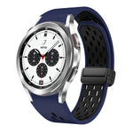 Two Color Magnetic Folding Black Buckle Silicone Watch Band, For Samsung Galaxy Watch 7 40 / 44mm, For Samsung Galaxy Watch 5 40 / 44mm, For Samsung Galaxy Watch 4 40 / 44mm, For Samsung Galaxy Watch 4 Classic 42 / 46mm