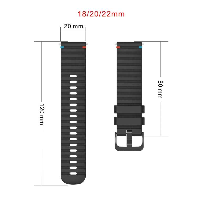 Wavy Dotted Stitched 20mm Silicone Watch Band, For Samsung Galaxy Watch 42mm, For Samsung Gear S2 Classic