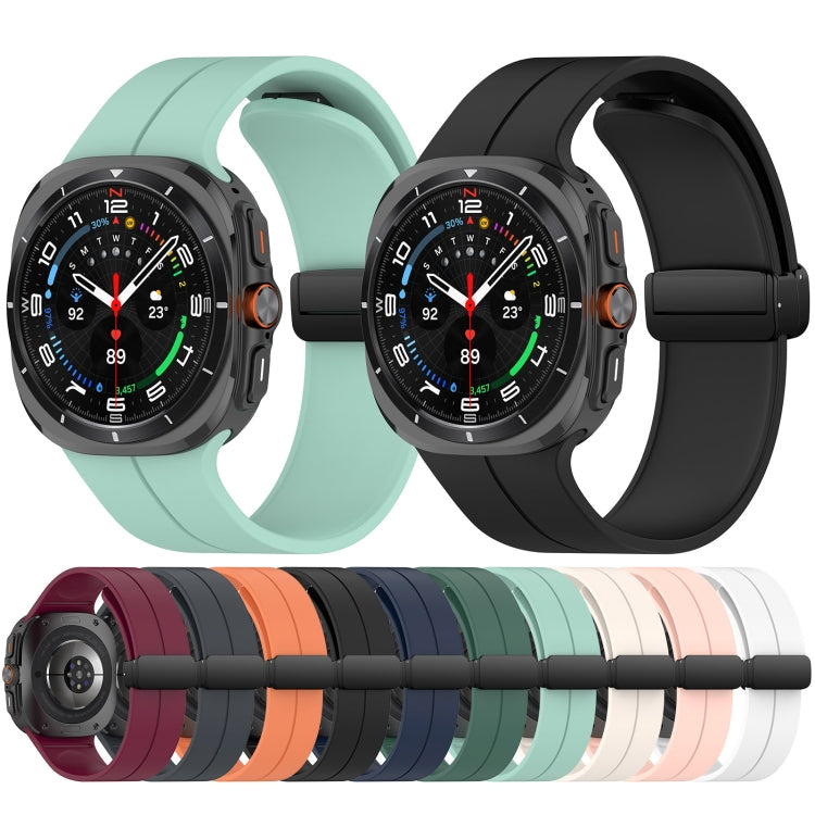 For Samsung Galaxy Watch Ultra 47mm Groove Style Folding Magnetic Buckle Silicone Watch Band