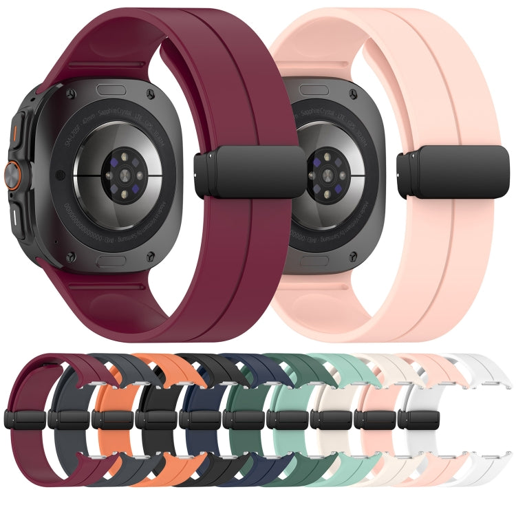 For Samsung Galaxy Watch Ultra 47mm Groove Style Folding Magnetic Buckle Silicone Watch Band