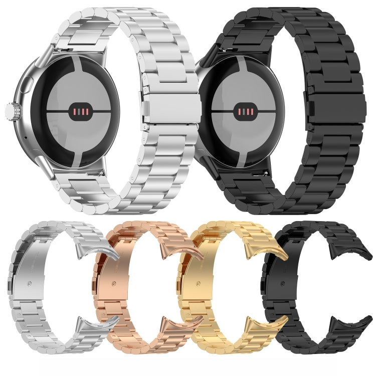 Three Beads Stainless Steel Metal Watch Band, For Google Pixel Watch 4 / Watch 3 45mm, For Google Pixel Watch 4 / 3 / 2 / 1 41mm