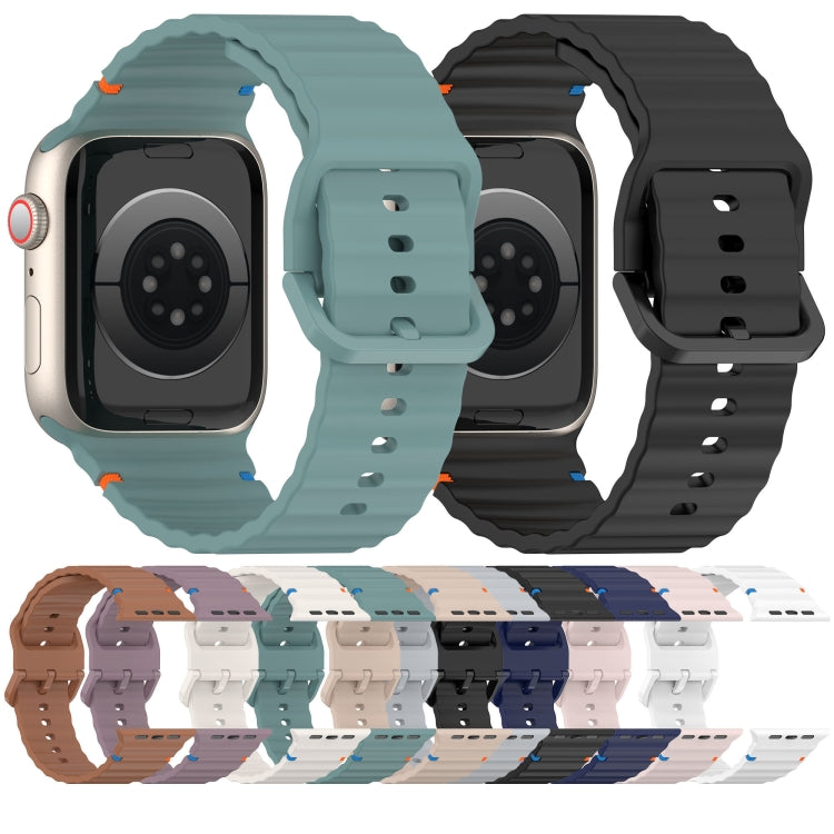 Wavy Grain Stitched Silicone Watch Band, For Apple Watch SE 2023 44mm, For Apple Watch SE 2023 40mm, For Apple Watch Ultra 2 49mm, For Apple Watch Series 9 45mm