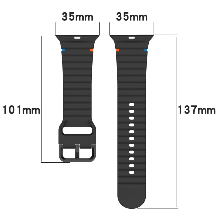 Wavy Grain Stitched Silicone Watch Band, For Apple Watch Series 6 40mm, For Apple Watch Series 6 44mm, For Apple Watch Series 5 44mm, For Apple Watch Series 5 40mm