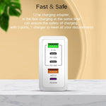 120W PD3.0 3 Type-C 2 USB Multi Port Quick Charger with Type-C to Type-C Cable, UK Plug, UK Plug + C to C Cable