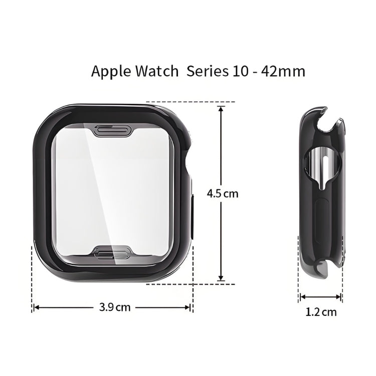 ENKAY Hat-Prince Electroplated Soft TPU Case with Screen Film, For Apple Watch Series 11 / 10 46mm, For Apple Watch Series 11 / 10 42mm