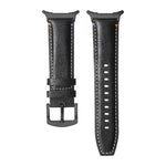 For Samsung Galaxy Watch Ultra 47mm Stitched Black Buckle Genuine Leather Watch Band