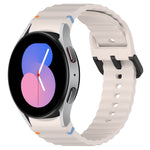 Wavy Grain Stitched Black Buckle Silicone Watch Band, For Samsung Galaxy Watch 5 40 / 44mm, For Samsung Galaxy Watch 5 Pro, For Samsung Galaxy Watch 4 40 / 44mm, For Samsung Galaxy Watch 4 Classic 42 / 46mm