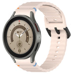 Wavy Grain Stitched Black Buckle Silicone Watch Band, For Samsung Galaxy Watch 5 40 / 44mm, For Samsung Galaxy Watch 5 Pro, For Samsung Galaxy Watch 4 40 / 44mm, For Samsung Galaxy Watch 4 Classic 42 / 46mm