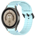 Wavy Grain Stitched Black Buckle Silicone Watch Band, For Samsung Galaxy Watch 5 40 / 44mm, For Samsung Galaxy Watch 5 Pro, For Samsung Galaxy Watch 4 40 / 44mm, For Samsung Galaxy Watch 4 Classic 42 / 46mm