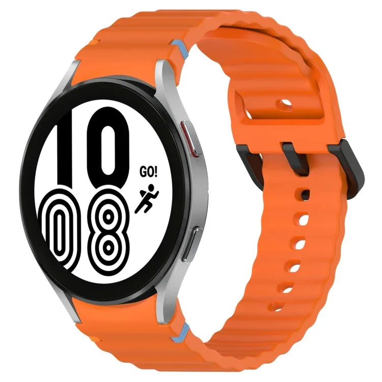 سوار ساعة سيليكون بنقشة حبيبات متموجة مع مشبك أسود مخيط، لـ Samsung Galaxy Watch 5 مقاس 40 / 44مم، لـ Samsung Galaxy Watch 5 Pro، لـ Samsung Galaxy Watch 4 مقاس 40 / 44مم، لـ Samsung Galaxy Watch 4 Classic مقاس 42 / 46مم