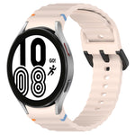 Wavy Grain Stitched Black Buckle Silicone Watch Band, For Samsung Galaxy Watch 5 40 / 44mm, For Samsung Galaxy Watch 5 Pro, For Samsung Galaxy Watch 4 40 / 44mm, For Samsung Galaxy Watch 4 Classic 42 / 46mm