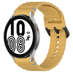 Wavy Grain Stitched Black Buckle Silicone Watch Band, For Samsung Galaxy Watch 5 40 / 44mm, For Samsung Galaxy Watch 5 Pro, For Samsung Galaxy Watch 4 40 / 44mm, For Samsung Galaxy Watch 4 Classic 42 / 46mm