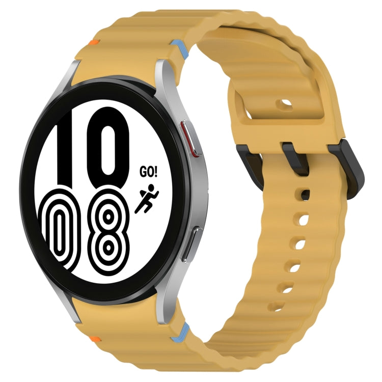 Wavy Grain Stitched Black Buckle Silicone Watch Band, For Samsung Galaxy Watch 5 40 / 44mm, For Samsung Galaxy Watch 5 Pro, For Samsung Galaxy Watch 4 40 / 44mm, For Samsung Galaxy Watch 4 Classic 42 / 46mm