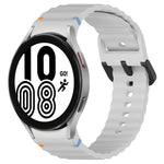 Wavy Grain Stitched Black Buckle Silicone Watch Band, For Samsung Galaxy Watch 5 40 / 44mm, For Samsung Galaxy Watch 5 Pro, For Samsung Galaxy Watch 4 40 / 44mm, For Samsung Galaxy Watch 4 Classic 42 / 46mm