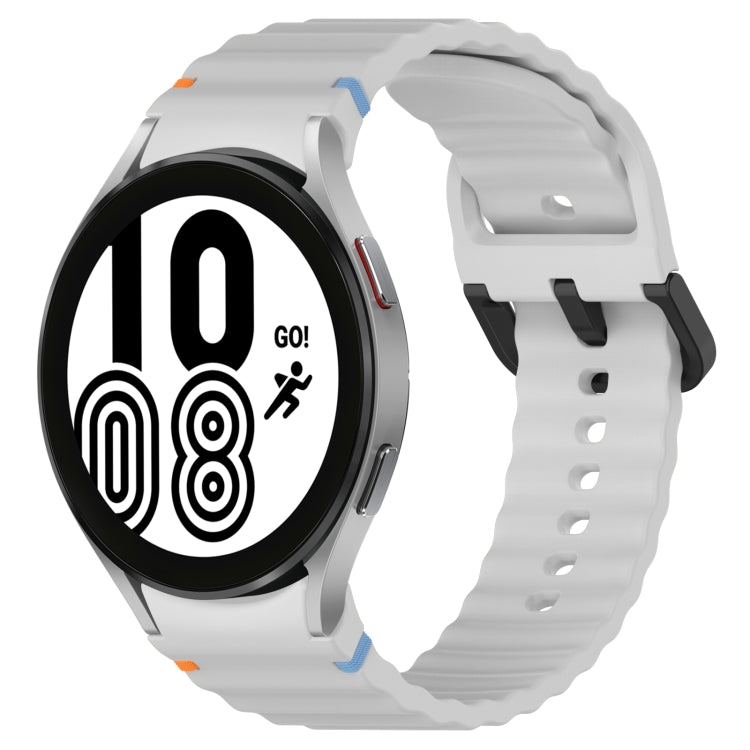 Wavy Grain Stitched Black Buckle Silicone Watch Band, For Samsung Galaxy Watch 5 40 / 44mm, For Samsung Galaxy Watch 5 Pro, For Samsung Galaxy Watch 4 40 / 44mm, For Samsung Galaxy Watch 4 Classic 42 / 46mm