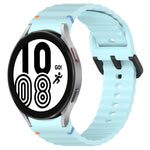 Wavy Grain Stitched Black Buckle Silicone Watch Band, For Samsung Galaxy Watch 5 40 / 44mm, For Samsung Galaxy Watch 5 Pro, For Samsung Galaxy Watch 4 40 / 44mm, For Samsung Galaxy Watch 4 Classic 42 / 46mm
