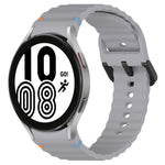 Wavy Grain Stitched Black Buckle Silicone Watch Band, For Samsung Galaxy Watch 5 40 / 44mm, For Samsung Galaxy Watch 5 Pro, For Samsung Galaxy Watch 4 40 / 44mm, For Samsung Galaxy Watch 4 Classic 42 / 46mm