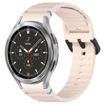 Wavy Grain Stitched Black Buckle Silicone Watch Band, For Samsung Galaxy Watch 5 40 / 44mm, For Samsung Galaxy Watch 5 Pro, For Samsung Galaxy Watch 4 40 / 44mm, For Samsung Galaxy Watch 4 Classic 42 / 46mm