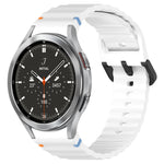 Wavy Grain Stitched Black Buckle Silicone Watch Band, For Samsung Galaxy Watch 5 40 / 44mm, For Samsung Galaxy Watch 5 Pro, For Samsung Galaxy Watch 4 40 / 44mm, For Samsung Galaxy Watch 4 Classic 42 / 46mm