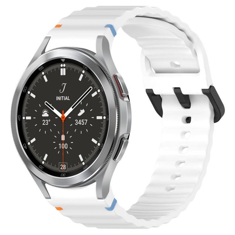 Wavy Grain Stitched Black Buckle Silicone Watch Band, For Samsung Galaxy Watch 5 40 / 44mm, For Samsung Galaxy Watch 5 Pro, For Samsung Galaxy Watch 4 40 / 44mm, For Samsung Galaxy Watch 4 Classic 42 / 46mm