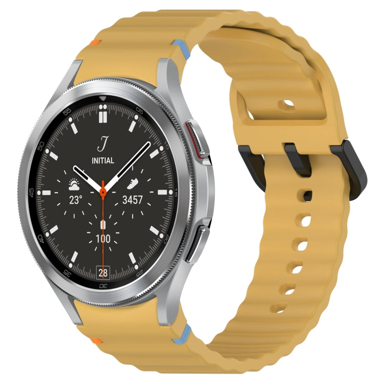 Wavy Grain Stitched Black Buckle Silicone Watch Band, For Samsung Galaxy Watch 5 40 / 44mm, For Samsung Galaxy Watch 5 Pro, For Samsung Galaxy Watch 4 40 / 44mm, For Samsung Galaxy Watch 4 Classic 42 / 46mm