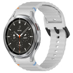 Wavy Grain Stitched Black Buckle Silicone Watch Band, For Samsung Galaxy Watch 5 40 / 44mm, For Samsung Galaxy Watch 5 Pro, For Samsung Galaxy Watch 4 40 / 44mm, For Samsung Galaxy Watch 4 Classic 42 / 46mm