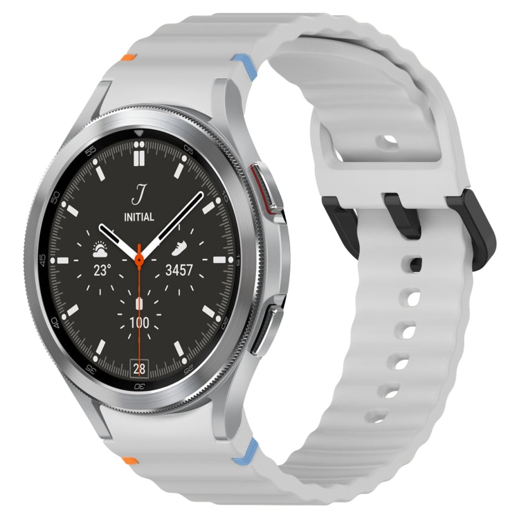 Wavy Grain Stitched Black Buckle Silicone Watch Band, For Samsung Galaxy Watch 5 40 / 44mm, For Samsung Galaxy Watch 5 Pro, For Samsung Galaxy Watch 4 40 / 44mm, For Samsung Galaxy Watch 4 Classic 42 / 46mm