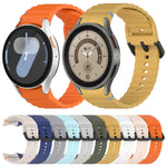 Wavy Grain Stitched Black Buckle Silicone Watch Band, For Samsung Galaxy Watch 5 40 / 44mm, For Samsung Galaxy Watch 5 Pro, For Samsung Galaxy Watch 4 40 / 44mm, For Samsung Galaxy Watch 4 Classic 42 / 46mm