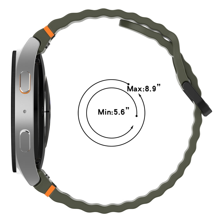 Wavy Grain Stitched Black Buckle Silicone Watch Band, For Samsung Galaxy Watch 5 40 / 44mm, For Samsung Galaxy Watch 5 Pro, For Samsung Galaxy Watch 4 40 / 44mm, For Samsung Galaxy Watch 4 Classic 42 / 46mm