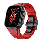 Tailor Stainless Steel Black Butterfly Buckle Silicone Watch Band, For Apple Watch 44mm / 45mm / 46mm / 49mm