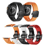 Tailor Stainless Steel Black Butterfly Buckle Silicone Watch Band, For Apple Watch 44mm / 45mm / 46mm / 49mm