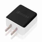 شاحن سريع QC 3.0 بسحب سلك بمنفذ USB واحد، قابس الولايات المتحدة، أسود، أبيض