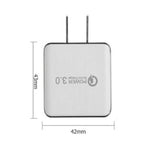شاحن سريع QC 3.0 بسحب سلك بمنفذ USB واحد، قابس الولايات المتحدة، أسود، أبيض
