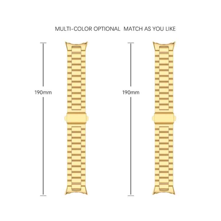 Three Beads Stainless Steel Folding Buckle Integrated Watch Band, For Google Pixel Watch 4 / Watch 3 45mm