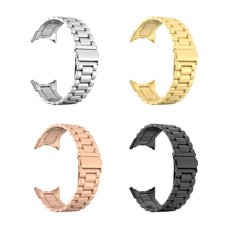 Three Beads Stainless Steel Folding Buckle Integrated Watch Band, For Google Pixel Watch 4 / Watch 3 45mm