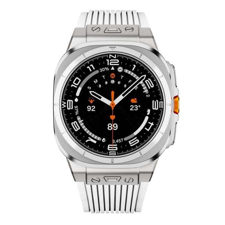 Titanium Connector Silver Buckle Silicone Watch Band, For Samsung Galaxy Watch Ultra 47mm / Ultra 2025