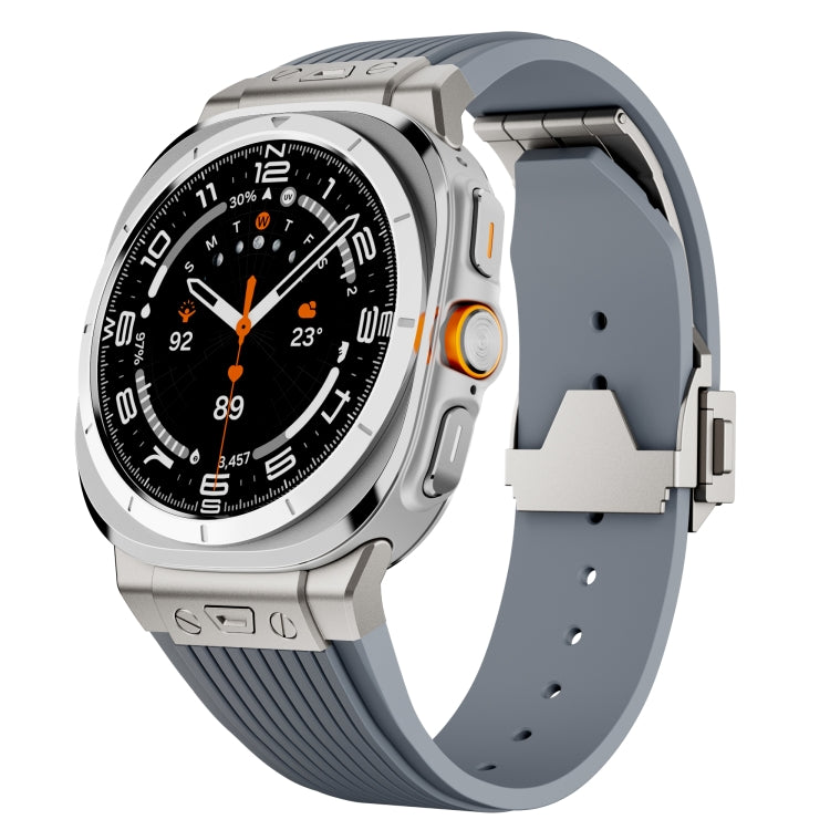 Titanium Connector Silver Buckle Silicone Watch Band, For Samsung Galaxy Watch Ultra 47mm / Ultra 2025