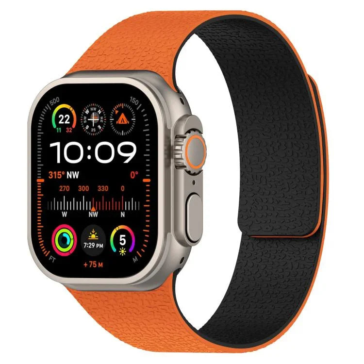 Litchi Texture Magnetic Silicone Watch Band, For Apple Watch 46mm / 49mm / 45mm / 44mm, For Apple Watch 42mm / 41mm / 40mm / 38mm