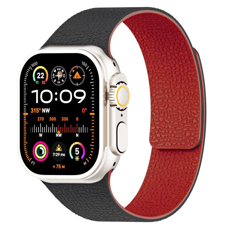 Litchi Texture Magnetic Silicone Watch Band, For Apple Watch 46mm / 49mm / 45mm / 44mm, For Apple Watch 42mm / 41mm / 40mm / 38mm