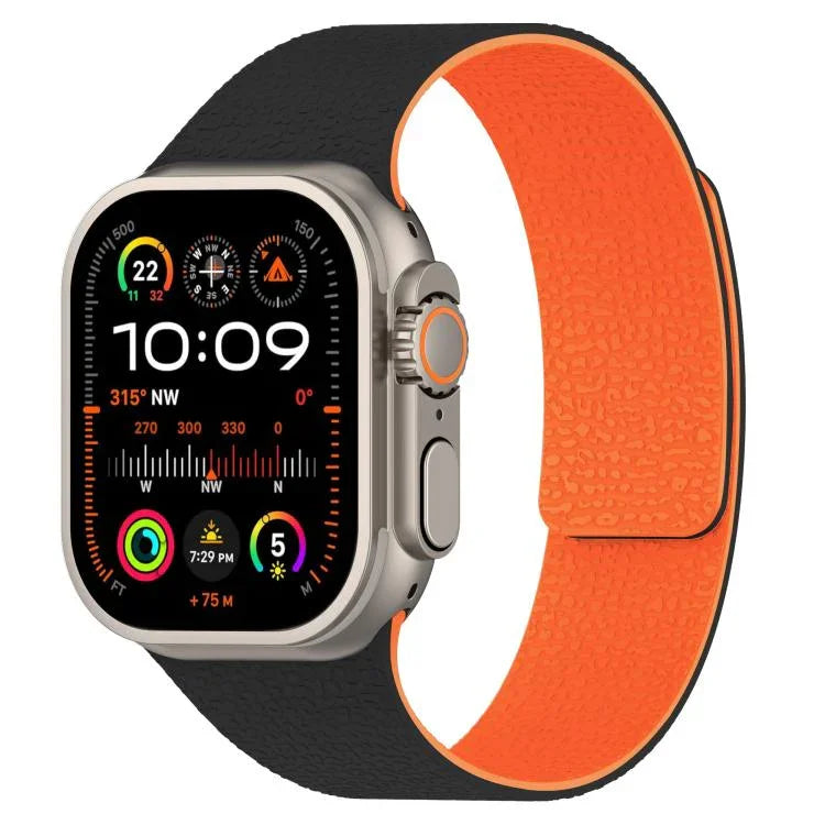 Litchi Texture Magnetic Silicone Watch Band, For Apple Watch 46mm / 49mm / 45mm / 44mm, For Apple Watch 42mm / 41mm / 40mm / 38mm